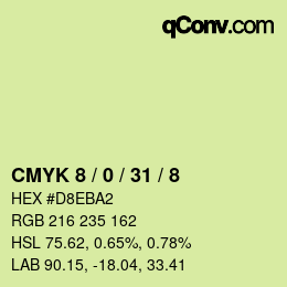 カラーコード: CMYK 8 / 0 / 31 / 8 | qconv.com