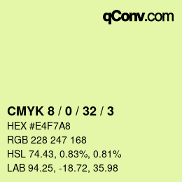 カラーコード: CMYK 8 / 0 / 32 / 3 | qconv.com