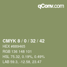 カラーコード: CMYK 8 / 0 / 32 / 42 | qconv.com