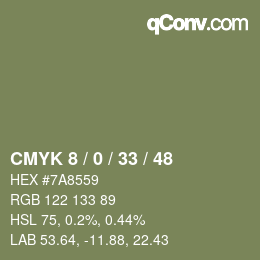 Farbcode: CMYK 8 / 0 / 33 / 48 | qconv.com
