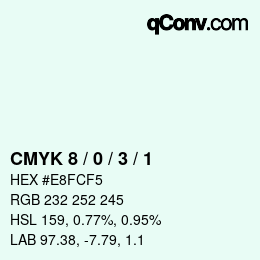 颜色代码: CMYK 8 / 0 / 3 / 1 | qconv.com