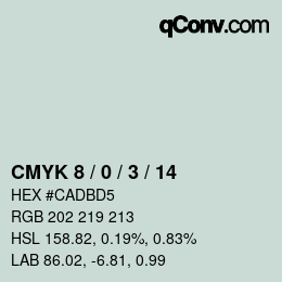 カラーコード: CMYK 8 / 0 / 3 / 14 | qconv.com