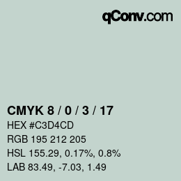 Color code: CMYK 8 / 0 / 3 / 17 | qconv.com