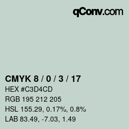 颜色代码: CMYK 8 / 0 / 3 / 17 | qconv.com