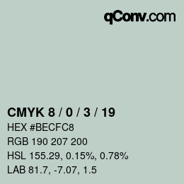 カラーコード: CMYK 8 / 0 / 3 / 19 | qconv.com