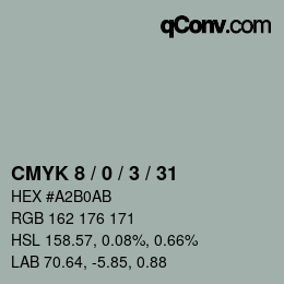 カラーコード: CMYK 8 / 0 / 3 / 31 | qconv.com