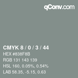 カラーコード: CMYK 8 / 0 / 3 / 44 | qconv.com