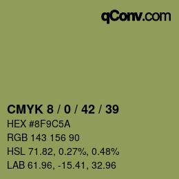 Farbcode: CMYK 8 / 0 / 42 / 39 | qconv.com
