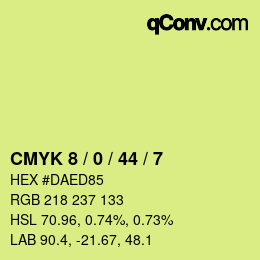 Farbcode: CMYK 8 / 0 / 44 / 7 | qconv.com