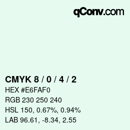 カラーコード: CMYK 8 / 0 / 4 / 2 | qconv.com