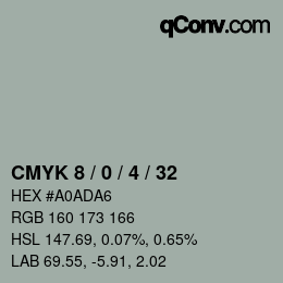 カラーコード: CMYK 8 / 0 / 4 / 32 | qconv.com