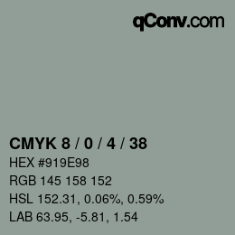 Color code: CMYK 8 / 0 / 4 / 38 | qconv.com