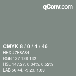 Farbcode: CMYK 8 / 0 / 4 / 46 | qconv.com