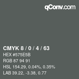 Color code: CMYK 8 / 0 / 4 / 63 | qconv.com