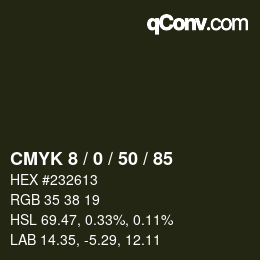 颜色代码: CMYK 8 / 0 / 50 / 85 | qconv.com