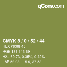 Farbcode: CMYK 8 / 0 / 52 / 44 | qconv.com