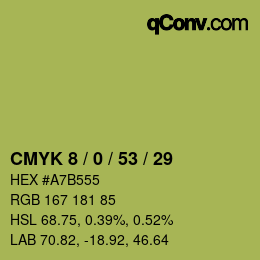 Farbcode: CMYK 8 / 0 / 53 / 29 | qconv.com