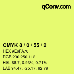 Color code: CMYK 8 / 0 / 55 / 2 | qconv.com