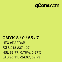 カラーコード: CMYK 8 / 0 / 55 / 7 | qconv.com