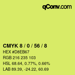 カラーコード: CMYK 8 / 0 / 56 / 8 | qconv.com