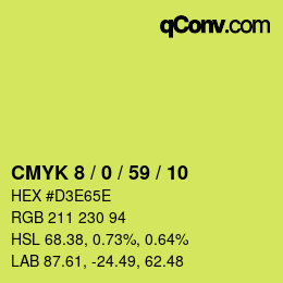 Color code: CMYK 8 / 0 / 59 / 10 | qconv.com