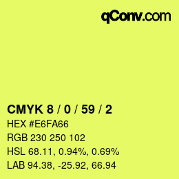 Farbcode: CMYK 8 / 0 / 59 / 2 | qconv.com