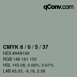 颜色代码: CMYK 8 / 0 / 5 / 37 | qconv.com
