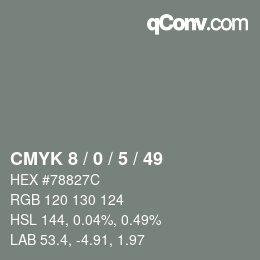 Color code: CMYK 8 / 0 / 5 / 49 | qconv.com