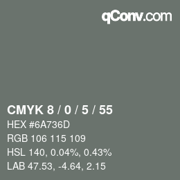 Color code: CMYK 8 / 0 / 5 / 55 | qconv.com