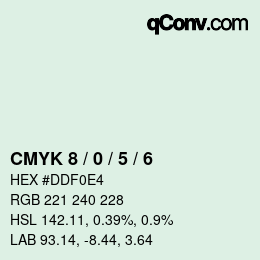 颜色代码: CMYK 8 / 0 / 5 / 6 | qconv.com