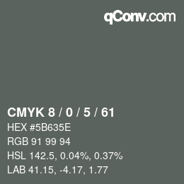 カラーコード: CMYK 8 / 0 / 5 / 61 | qconv.com