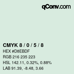 カラーコード: CMYK 8 / 0 / 5 / 8 | qconv.com