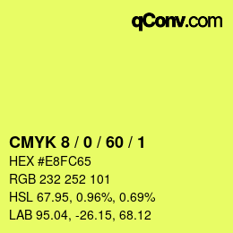 カラーコード: CMYK 8 / 0 / 60 / 1 | qconv.com