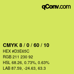 カラーコード: CMYK 8 / 0 / 60 / 10 | qconv.com