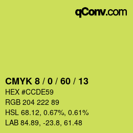 カラーコード: CMYK 8 / 0 / 60 / 13 | qconv.com