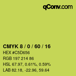 カラーコード: CMYK 8 / 0 / 60 / 16 | qconv.com