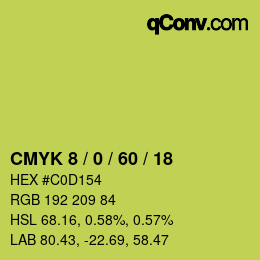 カラーコード: CMYK 8 / 0 / 60 / 18 | qconv.com