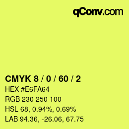 カラーコード: CMYK 8 / 0 / 60 / 2 | qconv.com