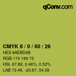 カラーコード: CMYK 8 / 0 / 60 / 26 | qconv.com