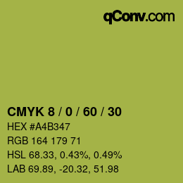 颜色代码: CMYK 8 / 0 / 60 / 30 | qconv.com