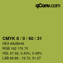 カラーコード: CMYK 8 / 0 / 60 / 31 | qconv.com