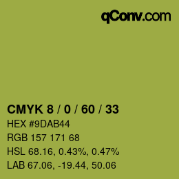カラーコード: CMYK 8 / 0 / 60 / 33 | qconv.com