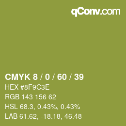 颜色代码: CMYK 8 / 0 / 60 / 39 | qconv.com