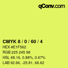 Farbcode: CMYK 8 / 0 / 60 / 4 | qconv.com