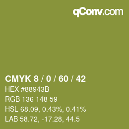 カラーコード: CMYK 8 / 0 / 60 / 42 | qconv.com