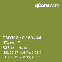颜色代码: CMYK 8 / 0 / 60 / 44 | qconv.com