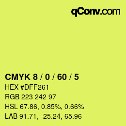 カラーコード: CMYK 8 / 0 / 60 / 5 | qconv.com