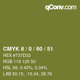カラーコード: CMYK 8 / 0 / 60 / 51 | qconv.com