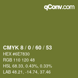 颜色代码: CMYK 8 / 0 / 60 / 53 | qconv.com