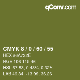 カラーコード: CMYK 8 / 0 / 60 / 55 | qconv.com
